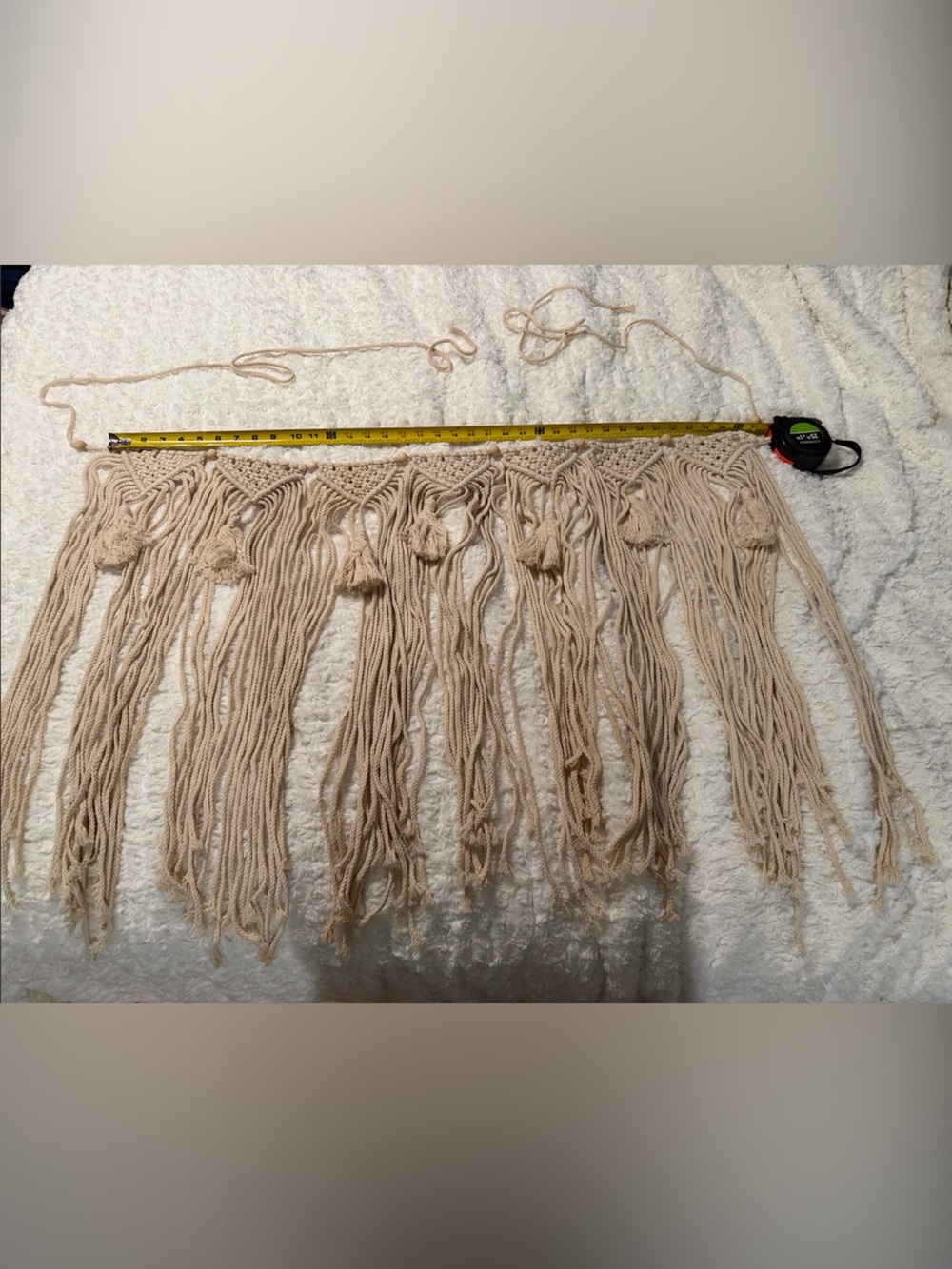 BOHO Beige Macrame Fringe Decorative Trim approximately 3ft x 2T NEW - Picture 2 of 6